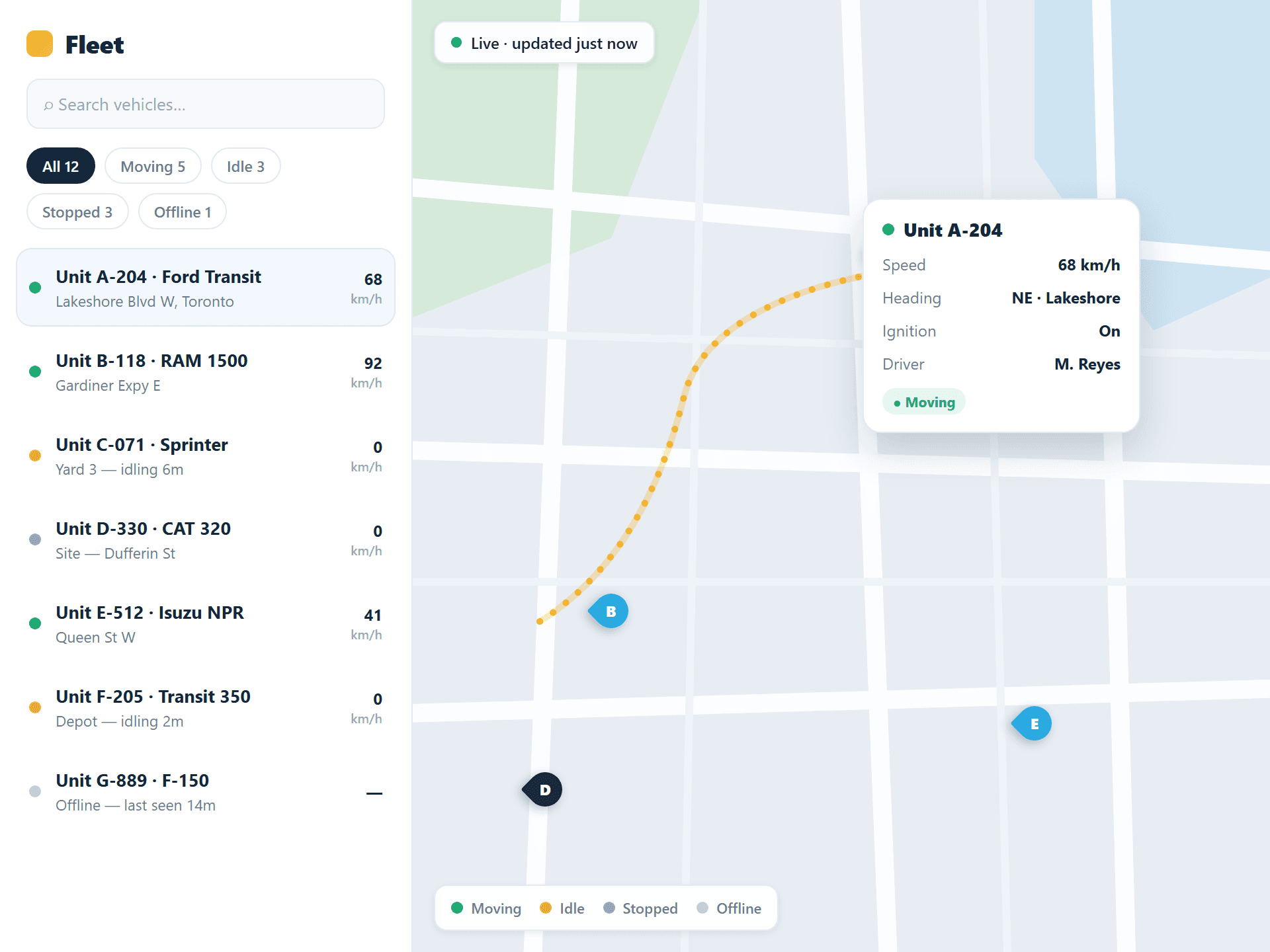 Dashboard — Live Map
